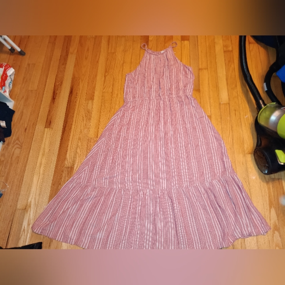 Old Navy pink and white stripe sleeveless dress